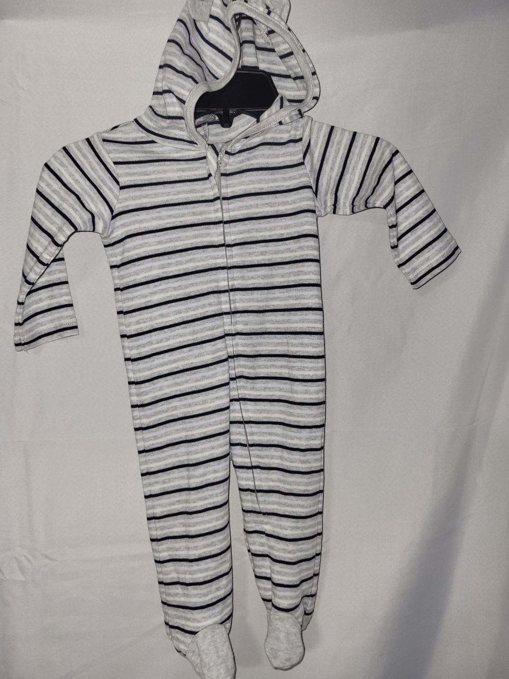 First Impressions Hooded Striped Footed One-Piece Size 3-6 Months